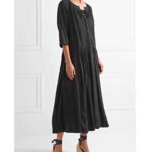 Hatch Romy Maxi Midi Dress Lace-Up Paneled Eyelet Woven Lined Maternity Wear